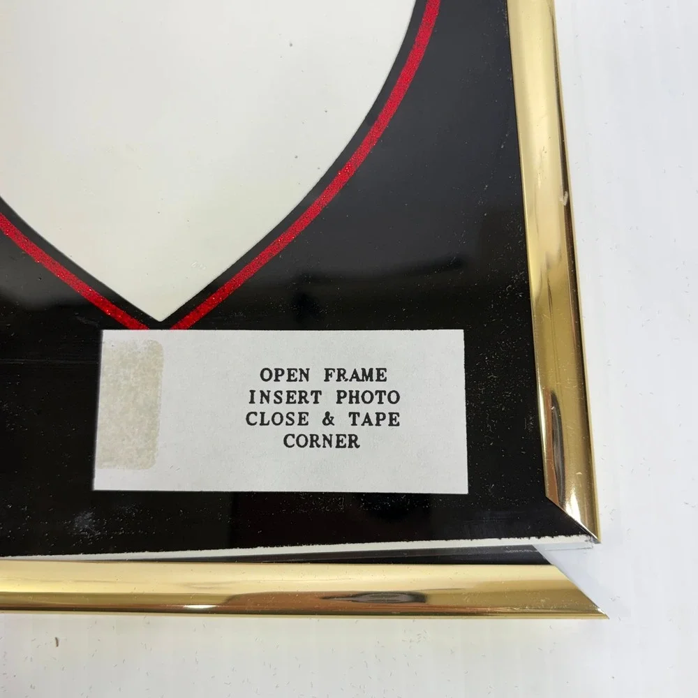 VTg Love You Red Rose Heart Glitter Glass Picture Frame Gold Tone Trim 10